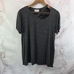 Allen Allen Shirt Womens Small Gray Short Sleeve Tee T Cut Out Artsy Grunge
